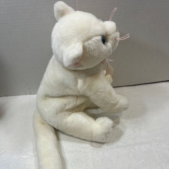 Ty The Beanie Buddy Collection White Cat Blue Eyes Long Tail 1999 Plush Toy - Picture 2 of 12